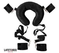 LateToBed BDSM Line Pillow Restraint Set with Cuffs Black