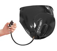 LATEX - mutandine donna 2 pz con dildo interno gonfiabile (nero) - L