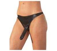 LATEX - slip con dildo esterno - nero (S-L)