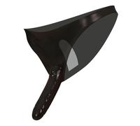 Mutande in latex con dildi interno ed esterno - nero (S-L)