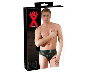 LATEX - slip uomo con dildo anale interno per pene - nero - XL