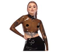 LATEX - top donna trasparente - latex nero translucido - L