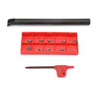 Lathe Grooving Tool Holder S12M - SDUCR07 | 10pcs DCMT0702 Carbide Inserti & Wrench | High Grip Strength for Cast Iron/Steel CNC Turning