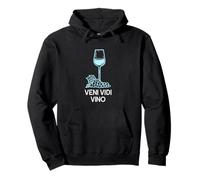 Latin Wine Quote for Women Wine Glass Drawing Veni Vidi Vino Felpa con Cappuccio