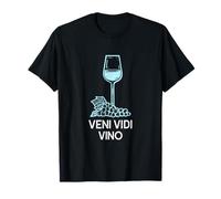 Latin Wine Quote for Women Wine Glass Drawing Veni Vidi Vino Maglietta