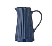 Latina Brocca da 1,2 l, in gres porcellanato con linee verticali, elegante brocca in ceramica con manico, brocca di alta qualità per acqua, succo e latte, lavabile in lavastoviglie e design unico (blu