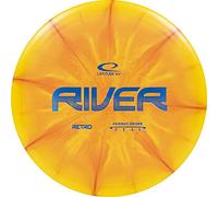 Latitude 64 - Disco da golf retrò Burst River, frisbee a distanza massima, facile da lanciare per principianti, 170 g Plus, colore del timbro e motivo a scoppio variano (arancione)