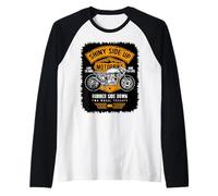 Lato Lucido in Gomma Lato Verso Il Basso Distressed Motorcycle Design Maglia con Maniche Raglan