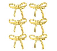 LatoYard Anelli portatovaglioli con fiocco dorato, per design a farfalla in metallo resistente, adatti per matrimoni, feste, set da pranzo, confezione da 6 pezzi, 5,8 x 5 cm, finitura oro