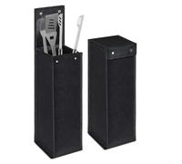 LatoYard Borsa portaoggetti per utensili da barbecue 600D, resistente alle intemperie, per accessori da barbecue, borsa Oxford nera per uso in giardino e patio, 16 x 16 x 51 cm