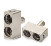 LatoYard Car Audio Power Wire Reducer 2PCS Doppio 1/0 a 1/0 Gauge Connettore terminale per l'ottimizzazione del sistema audio Argento robusto 44,5 mm