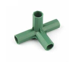 LatoYard Confezione da 4 connettori di supporto per piante in plastica verde per tubi da 16 mm, giunti per telaio da giardino a 5 vie, per piante rampicanti fai da te (angolo retto a 4 vie)