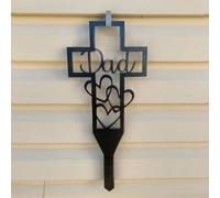 LatoYard Elegante cartello commemorativo da giardino, a forma di cuore, in metallo, per cimitero, per omaggio, 26 x 16 cm (cuore nero papà)