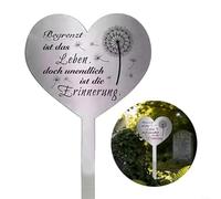 LatoYard Elegante segnalibro a forma di cuore, in acciaio inox, targa commemorativa per i propri cari, decorazione per cimitero resistente alle intemperie, 28 x 12 cm (B)
