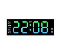 LatoYard Orologio da parete digitale con conto alla rovescia e display dei secondi, orologio da scrivania LED RGB che cambia colore con monitor della temperatura, luminosità regolabile, per soggiorno