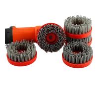LatoYard Spazzola abrasiva circolare M14 da 10,2 cm con setole in nylon e silicone al carbonio per lucidatura di marmo di granito, mola per levigatrice per auto, rossa