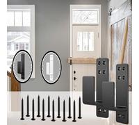 LatoYard Staffa di sicurezza rinforzata per legname 2 x 4, barra di barriera in acciaio resistente per la difesa domestica, compatibile con porte con apertura verso l'interno e verso l'esterno, nero