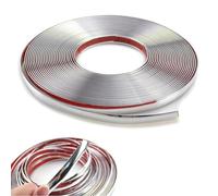 LatoYard Striscia cromata per auto, 8 mm di larghezza x 5 m di lunghezza, in morbido PVC, per modanatura laterale della portiera, decorazione paraurti e protezione antigraffio, argento