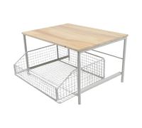 LatoYard Supporto mobile per microonde con cestello estraibile, carrello da cucina resistente con ruote bloccabili, ripiano multiuso, bianco