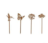 LatoYard Supporto per piante ornamentali da giardino in metallo rustico con aspetto invecchiato per patio e balcone, fiore di ferro 1 set (colibrì)