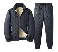 LatoYard Tuta da uomo in due pezzi, con cerniera intera, colletto alto, per palestra, corsa, autunno, inverno, taglie grandi L-5XL