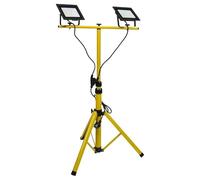 Latrans Faretto LED da costruzione con treppiede, 100 W, doppio 2 faretti da 50 W, 4000 K, da lavoro, per cantieri, per interni ed esterni, regolabile in altezza.