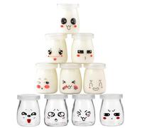 LATRAT 100ml Vasetti per Yogurt Vetro, 10 Vasetti Vetro per Yogurt, Contenitori in vetro per Budino e Yogurt, Vasetti per Yogurt con Coperchio