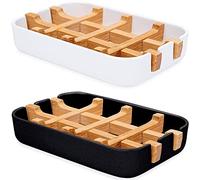 LATRAT 2 portasapone sostenibile, portasapone, antibatterico, sostenibile, portasapone, in legno, bianco e nero