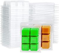 LATRAT 25 confezioni di cera Melt Clamshells forme quadrate, 6 spazi vuoti in plastica trasparente vassoio per la produzione di candele e sapone