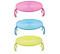 LATRAT 3 Vassoi per Microonde Rotondo Steamer Rack Vapore, Piatto Microonde, Piatto Griglia di Plastica Piatto Forno