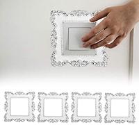 LATRAT 4 adesivi per interruttore della luce, di lusso per interruttore, 155 mm/86 mm, adesivi da parete con fiore di lusso, adesivi da parete, decorazione per la casa, colore bianco