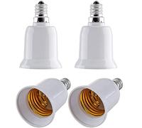 LATRAT 4 pezzi Convertitore adattatore da E14 a E27, convertitore portalampada per LED, lampade a incandescenza e lampade CFL, adattatore portalampada E14 a E27 da filo piccolo a grande bianco, 4