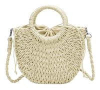 LATRAT Borsa estiva in paglia da donna in tessuto a mano, manico superiore, borsa in paglia, tracolla rimovibile, pochette, borsa estiva da spiaggia, borsa a tracolla intrecciata, beige, beige.