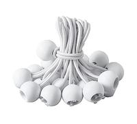 LATRAT Bungee Ball,Tenditori Elastici con Sfera Corde Elastiche con Sfere per Tendoni Banner Elastici Fissaggio, Bianco 25