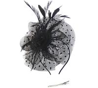 LATRAT Cappello da bowler vintage a maglia con cuore floreale per donna e ragazza, Nero , taglia unica