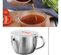 LATRAT Caraffa separatrice grassa in acciaio inox, contenitore multiuso con coperchio e pennello, separatore grasso da cucina, può essere riscaldato sul fornello a induzione, 1 l