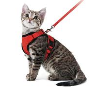LATRAT Cinghia Toracica Traspirante per Gatto, Guinzaglio Anti-Fuga Riflettente, Imbracatura Con Guinzaglio, Adatta Anche per Cani di Piccola Taglia (Rosso, XS)