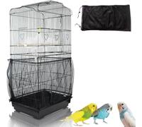 LATRAT Copertura per gabbia per uccelli regolabile, universale, con coulisse, per pappagalli, per piccoli animali, per estendere 220 cm, per gabbie rotonde, colore nero, 37 x 150 cm