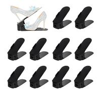 LATRAT Set di 10 supporti per scarpe regolabili, per riporre scarpe salvaspazio al 50%, per riporre scarpe antiscivolo, per scarpe, supporto in plastica (nero, 25 x 6,5 cm)