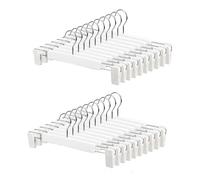 LATRAT Set di 20 grucce per pantaloni, grucce portagonne, con 2 clip regolabili antiscivolo, ganci girevoli a 360, per pantaloni, gonne, calze, biancheria intima, colore: bianco