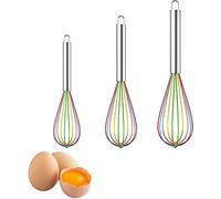 LATRAT Set di 3 fruste in silicone, frusta a spirale, per mescolare, battere, schiumare e mescolare, set di fruste da cucina