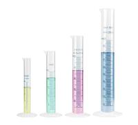 LATRAT Set di 4 cilindri graduati in plastica, 10/25/50/100 ml, per laboratori scientifici, in plastica, per la graduazione del liquido, strumenti di misurazione per la chimica della cucina