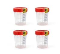 LATRAT Set di 4 contenitori per urina sterili, 120 ml, contenitori per liquidi per testare la raccolta sicura di feci, bottiglia urina contenitore urina con coperchi a vite, flacone campione