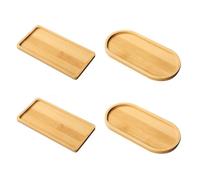 LATRAT Set di 4 sottobicchieri rettangolari in bambù, vassoio ovale in legno, piccolo vassoio in bambù, vassoio da portata in legno, sottobicchiere, porta carta, ovale, rettangolare, 4 pezzi