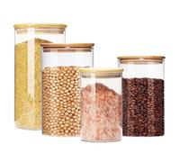 LATRAT Set di barattoli per la conservazione con coperchio, barattoli per la conservazione ermetici con coperchio, barattoli per la conservazione di cornflakes, spaghetti, fagioli, farina, trasparenti