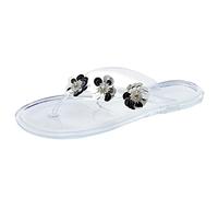 Latschen Damen Sommer Elegant Glitter Flip Flops Damen Elegant Strand Infradito Transparent Zehenssandalen mit Blumen Strandciabatte Traspirante Slipper Slip On Zehpantoletten Leicht PantPantofole