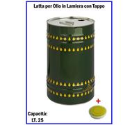 Latta Lattina Contenitore Fusto Tanica per Olio Alimenti Lt 25 Lattine con Tappo