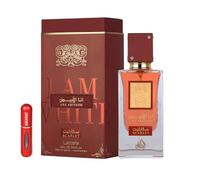 Lattafa Ana Abiyedh Scarlet EDP 100 ml, profumo arabo da donna, a lunga durata, con atomizzatore ricaricabile, fragranza dolce floreale con note di ciliegia, vaniglia e rosa (Ana Abiyedh Scarlet)