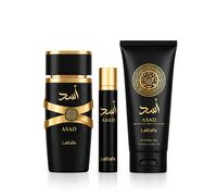 Lattafa Asad set uomo Eau de Parfum 100 ml + Eau de Parfum miniatura 12 ml + Doccia gel 100 ml