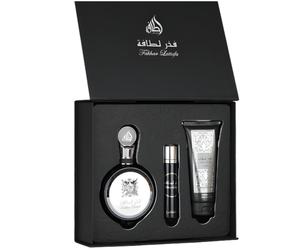 LATTAFA FAKHAR PRIDE SILVER POUR HOMME GIFT SET EDP 100ML + SPRAY 12ML + SG 100M